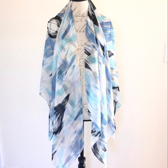 RIKKA | 💙🖤 Southwest Abstract Print Sheer Lightweight Shawl Wrap ✨NWT!✨ - Picture 11 of 11